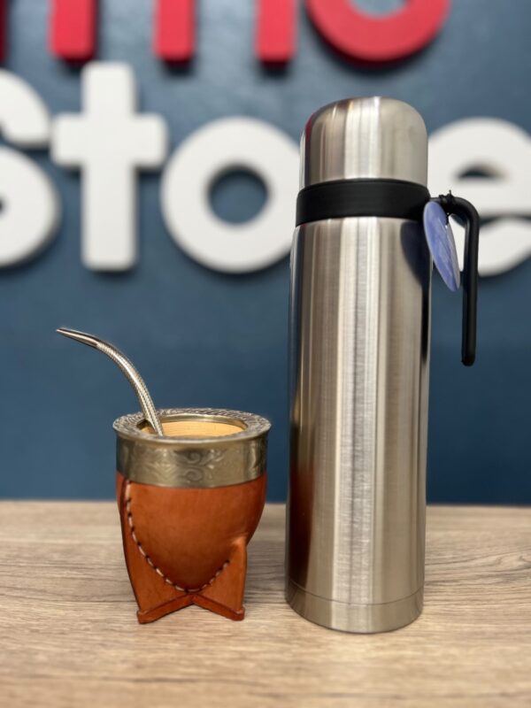 Combo Termo Bala Bigstar + Mate de cuero Torpedo o Imperial, virola de alpaca