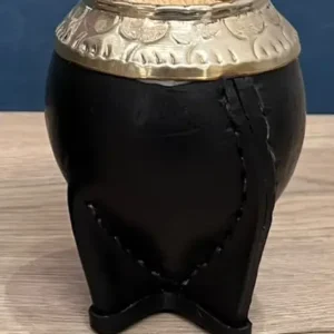 Mate torpedo de cuero con virola de alpaca